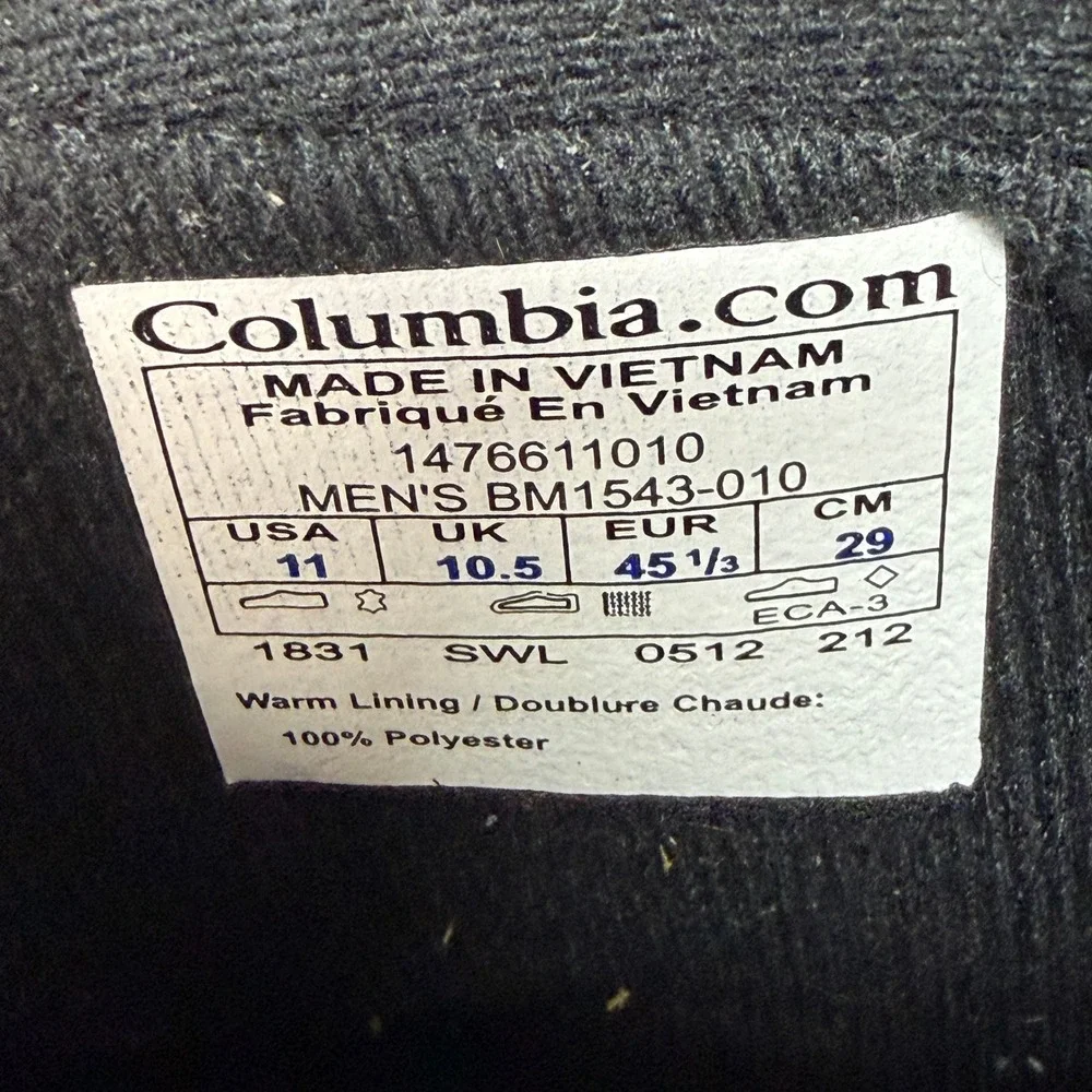 COLUMBIA Waterproof Insulated Omni-Grip Winter Snow Boots Mens 11